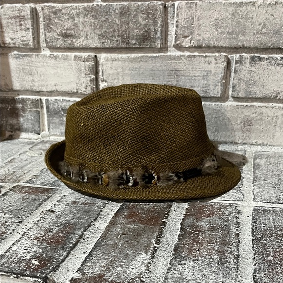 Brown Fedora Hat with Feather Band - Picture 13 of 16